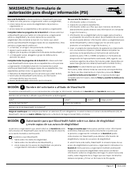 Document preview: Formulario PSI-ES Masshealth: Formulario De Autorizacion Para Divulgar Informacion (Psi) - Massachusetts (Spanish)