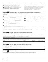 Formulario PSI-ES Masshealth: Formulario De Autorizacion Para Divulgar Informacion (Psi) - Massachusetts (Spanish), Page 2