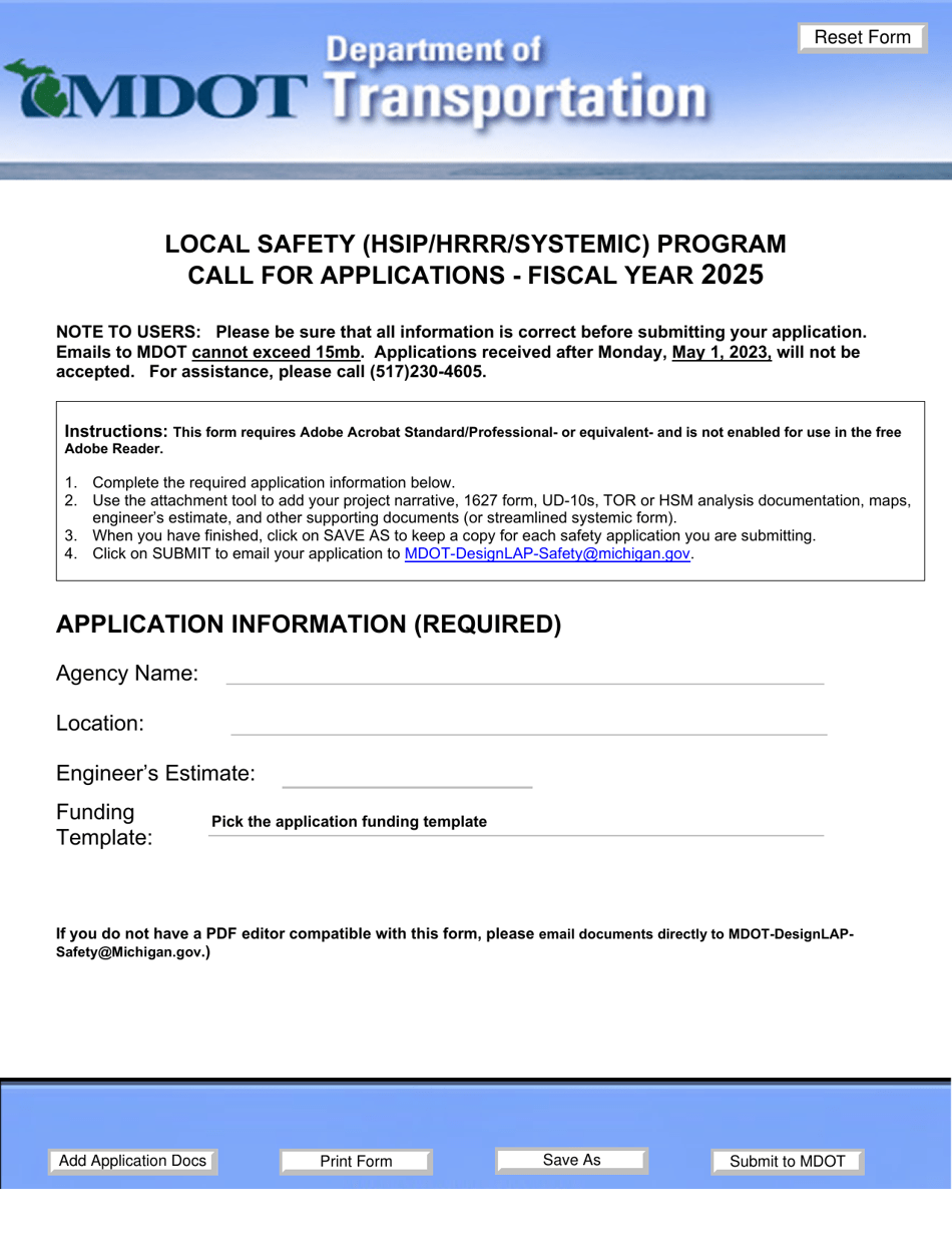 Local Safety (Hsip / Hrrr / Systemic) Program Call for Applications - Michigan, Page 1
