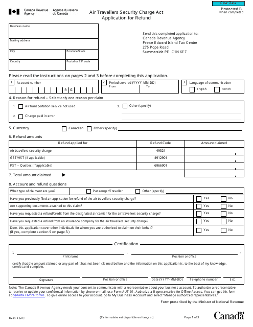 Form B254  Printable Pdf