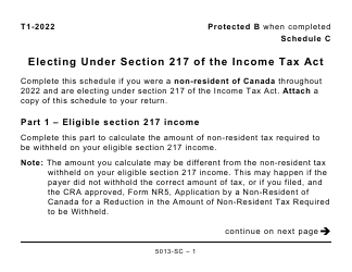 Document preview: Form 5013-SC Schedule C Electing Under Section 217 of the Income Tax Act - Large Print - Canada, 2022