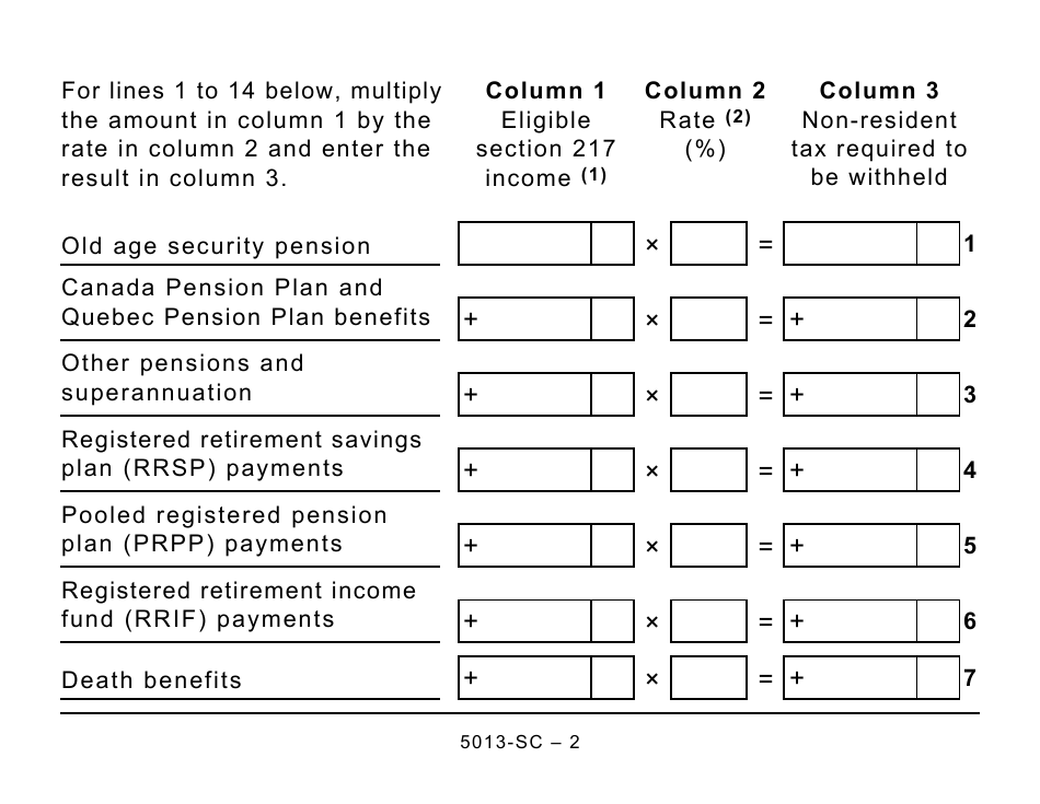 Form 5013-SC Schedule C Electing Under Section 217 of the Income Tax Act - Large Print - Canada, Page 2