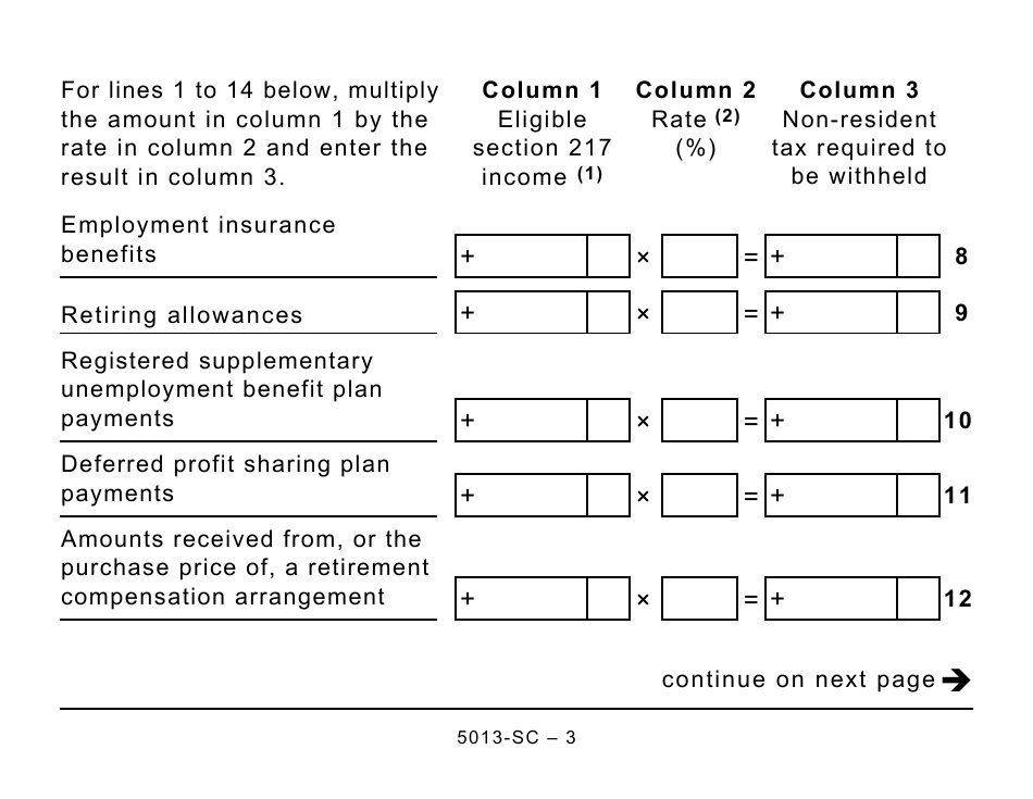 Form 5013-SC Schedule C Electing Under Section 217 of the Income Tax Act - Large Print - Canada, Page 3