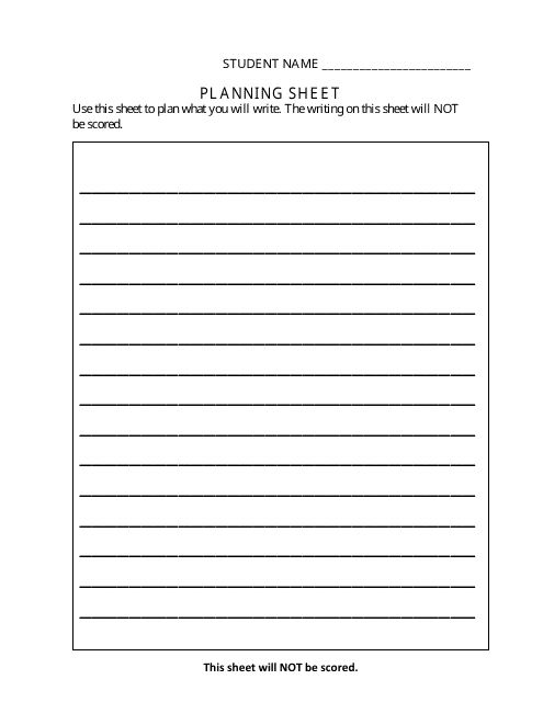 Student Writing Planning Sheet Template