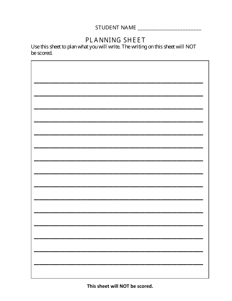 creative writing plan sheet