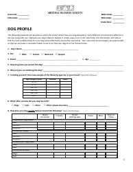 Document preview: Dog Profile Questionnaire Template for Adoption - Arizona Humane Society - Arizona
