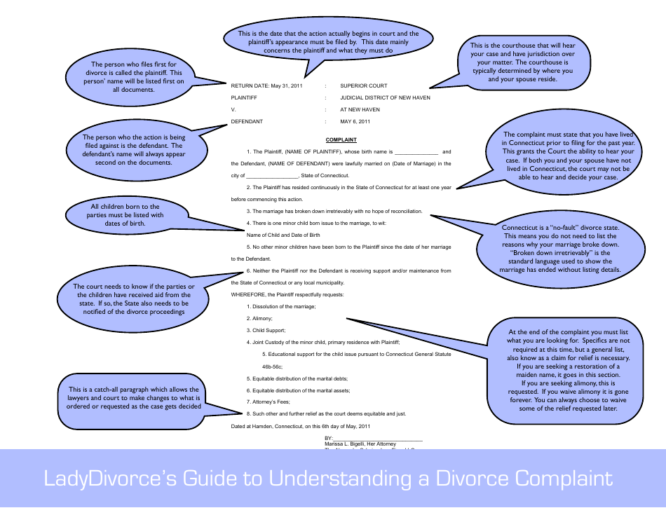 Divorce Complaint Form, Page 1