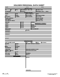 Document preview: Soldier Personal Data Sheet - Washington
