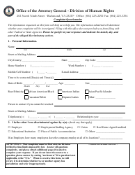 Va. OCR Form 01 Complaint Questionnaire - Virginia