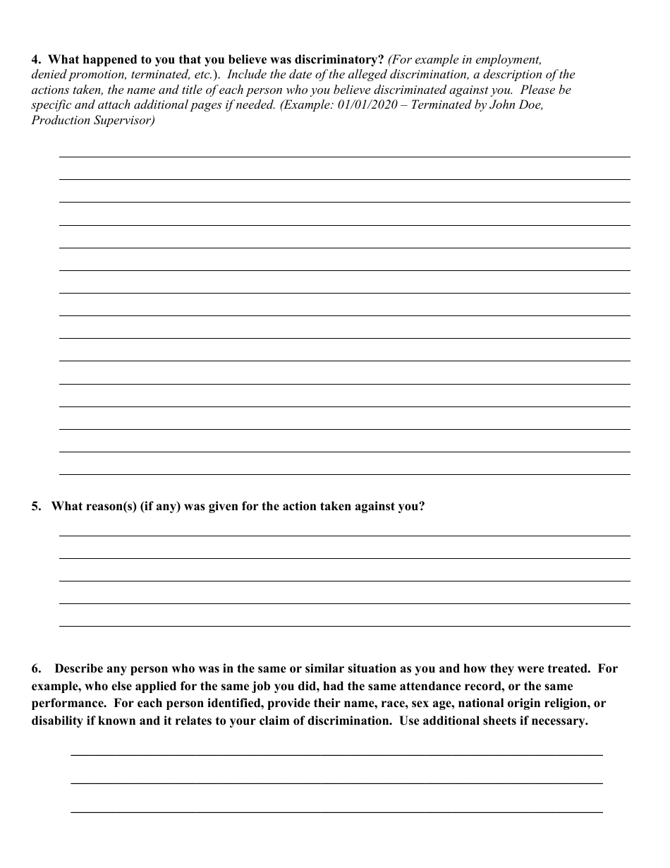 Va. OCR Form 01 Complaint Questionnaire - Virginia, Page 3