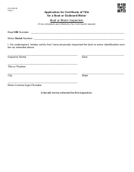Form BM-26 Application for Certificate of Title for a Boat or Outboard Motor - Oklahoma, Page 2