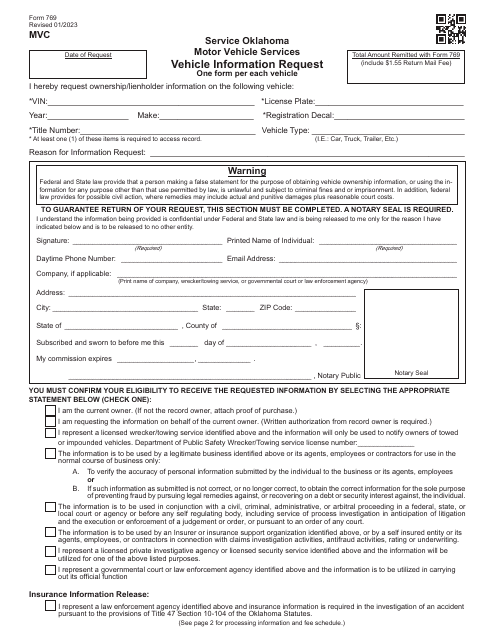 Form 769  Printable Pdf