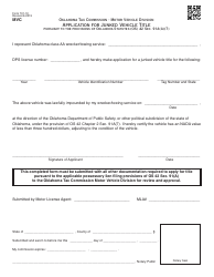 Document preview: Form 701-10 Application for Junked Vehicle Title - Oklahoma