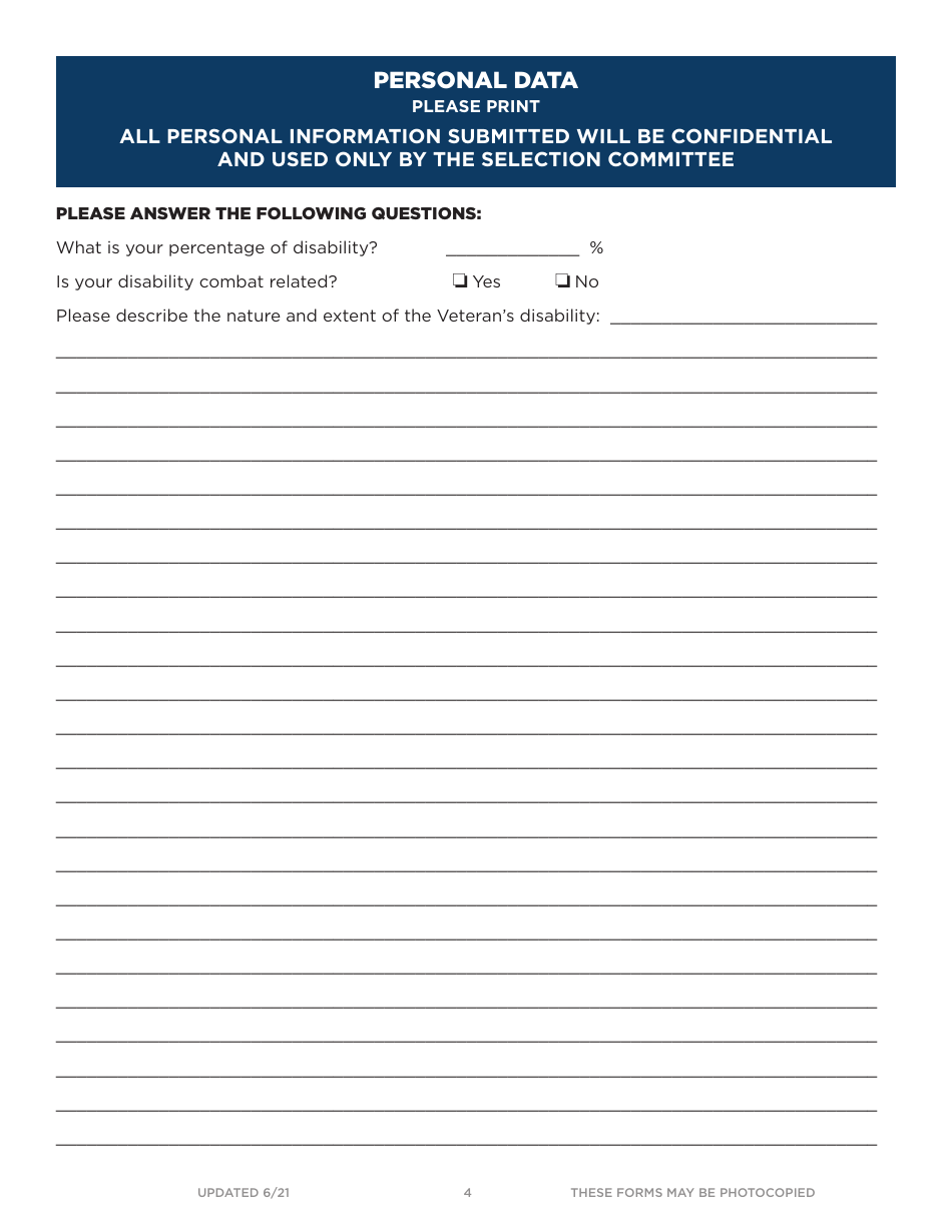 Application for Disabled Veterans Special Big Game Hunt - Idaho, Page 4