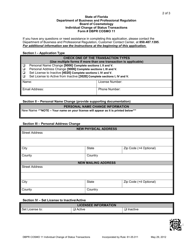 Form DBPR COSMO11 Individual Change of Status Transactions - Florida, Page 2