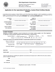 Document preview: Form PLNT-PF-4202-006 Application for Non-agricultural Production, Custom Mixed Fertilizer Blender License - Ohio