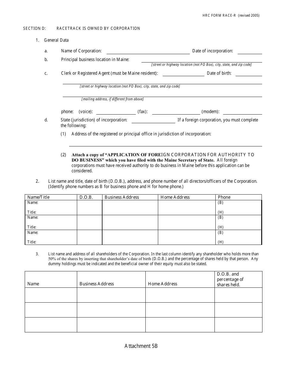 HRC Form RACE-R Renewal Application for a License to Conduct Harness Horse Races - Maine, Page 8