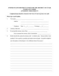 Complaint Form - Attorney Misconduct - Utah