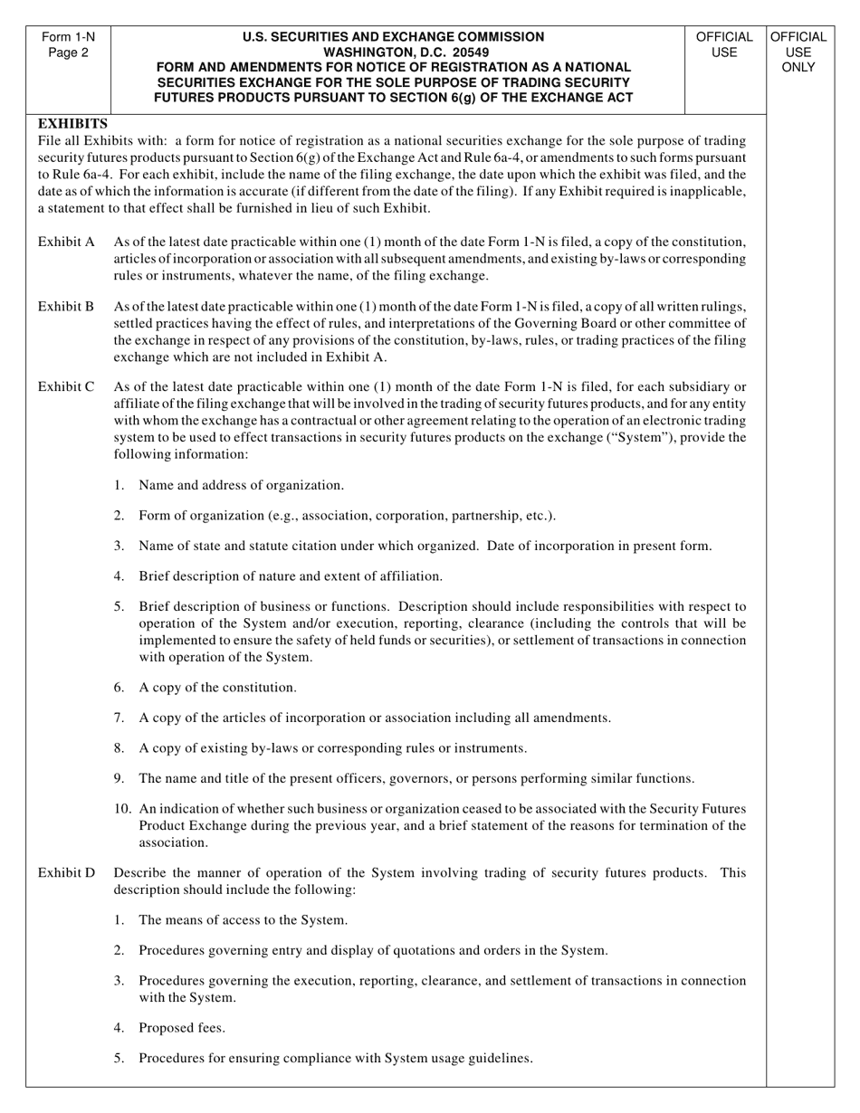 Form 1-N (SEC Form 2568) Form and Amendments for Notice of Registration as a National Securities Exchange for the Sole Purpose of Trading Security Futures Products Pursuant to Section 6(G) of the Exchange Act, Page 4