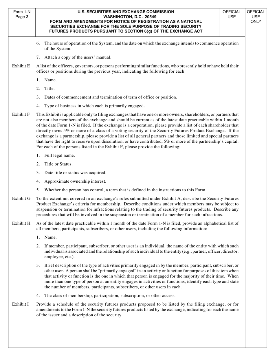 Form 1-N (SEC Form 2568) Form and Amendments for Notice of Registration as a National Securities Exchange for the Sole Purpose of Trading Security Futures Products Pursuant to Section 6(G) of the Exchange Act, Page 5