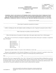 Document preview: Form 15 (SEC Form 2069) Certification and Notice of Termination of Registration Under Section 12(G) of the Securities Exchange Act of 1934 or Suspension of Duty to File Reports Under Sections 13 and 15(D) of the Securities Exchange Act of 1934