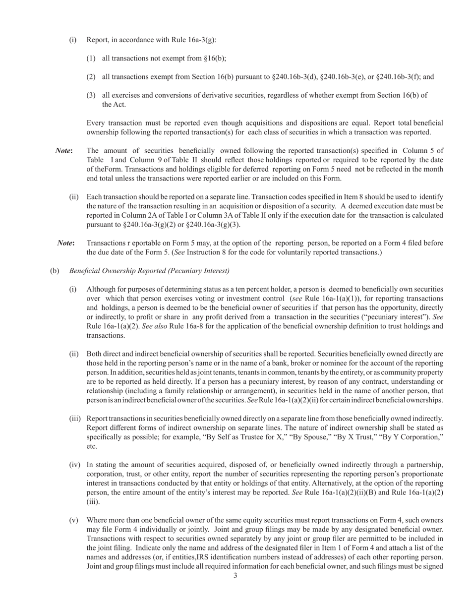 Instructions for Form 4, SEC Form 1475 Statement of Changes of Beneficial Ownership of Securities, Page 3