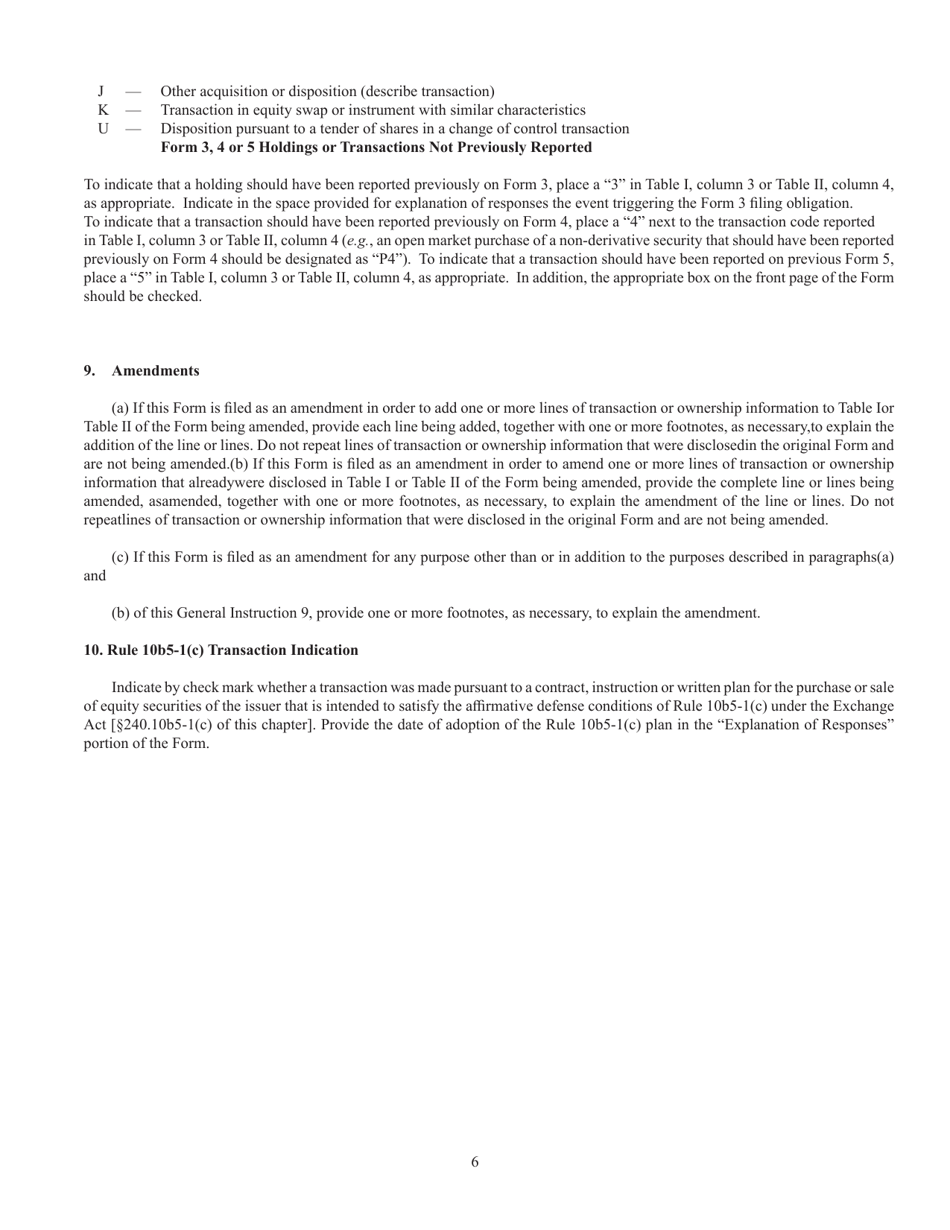 Download Instructions for Form 5, SEC Form 2270 Annual Statement of