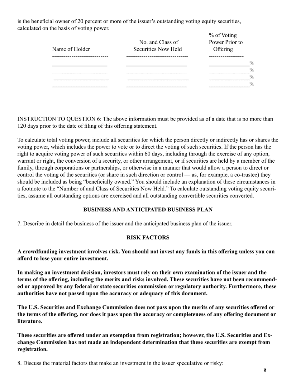 Form C (SEC Form 2930), Page 8