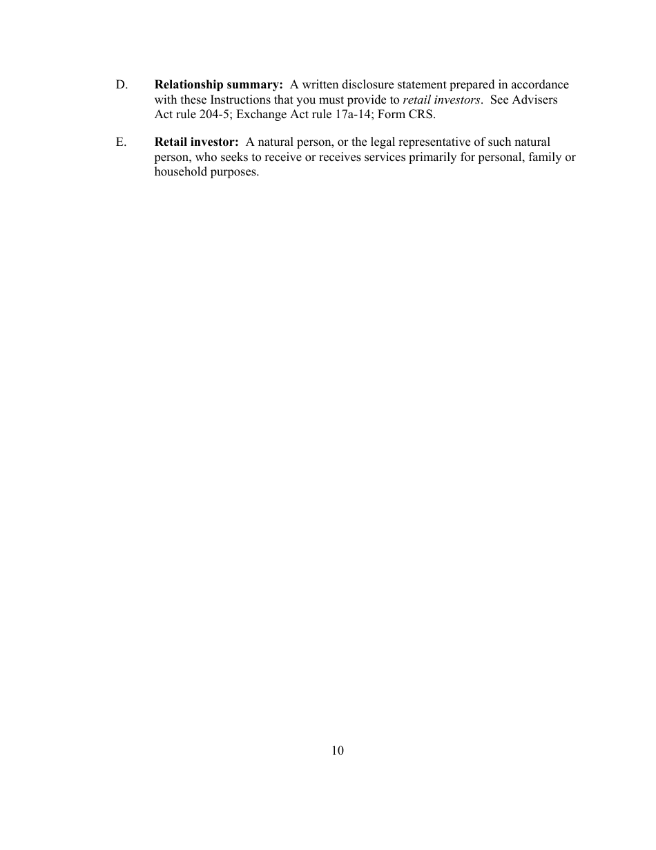 Form CRS (SEC Form 2942) Customer Relationship Summary, Page 10