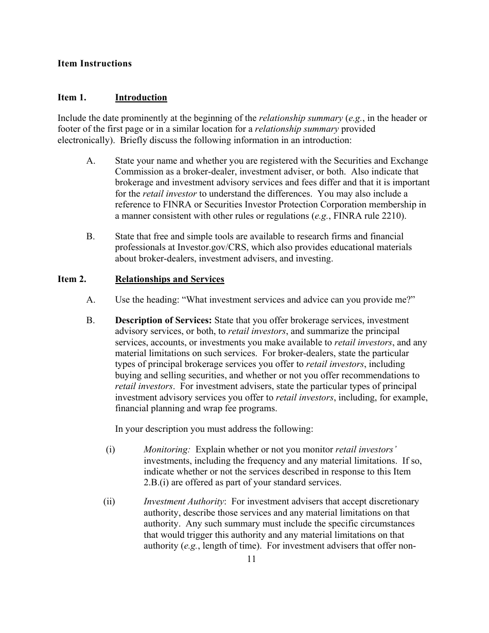 Form CRS (SEC Form 2942) Customer Relationship Summary, Page 11