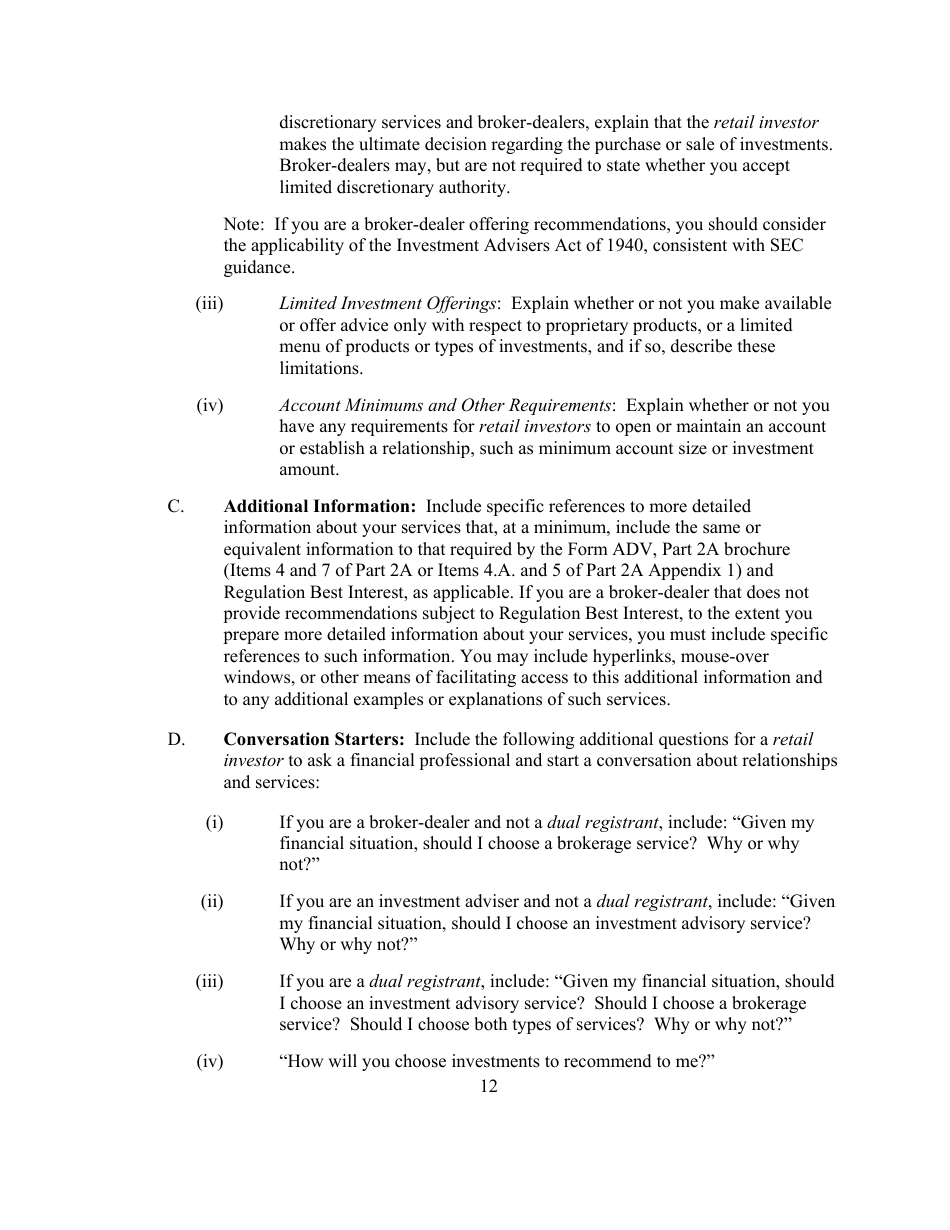 Form CRS (SEC Form 2942) Customer Relationship Summary, Page 12