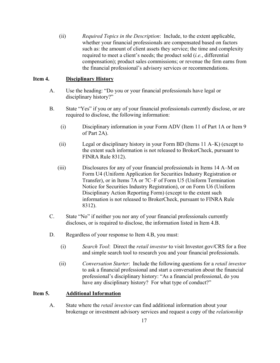 Form CRS (SEC Form 2942) Customer Relationship Summary, Page 17