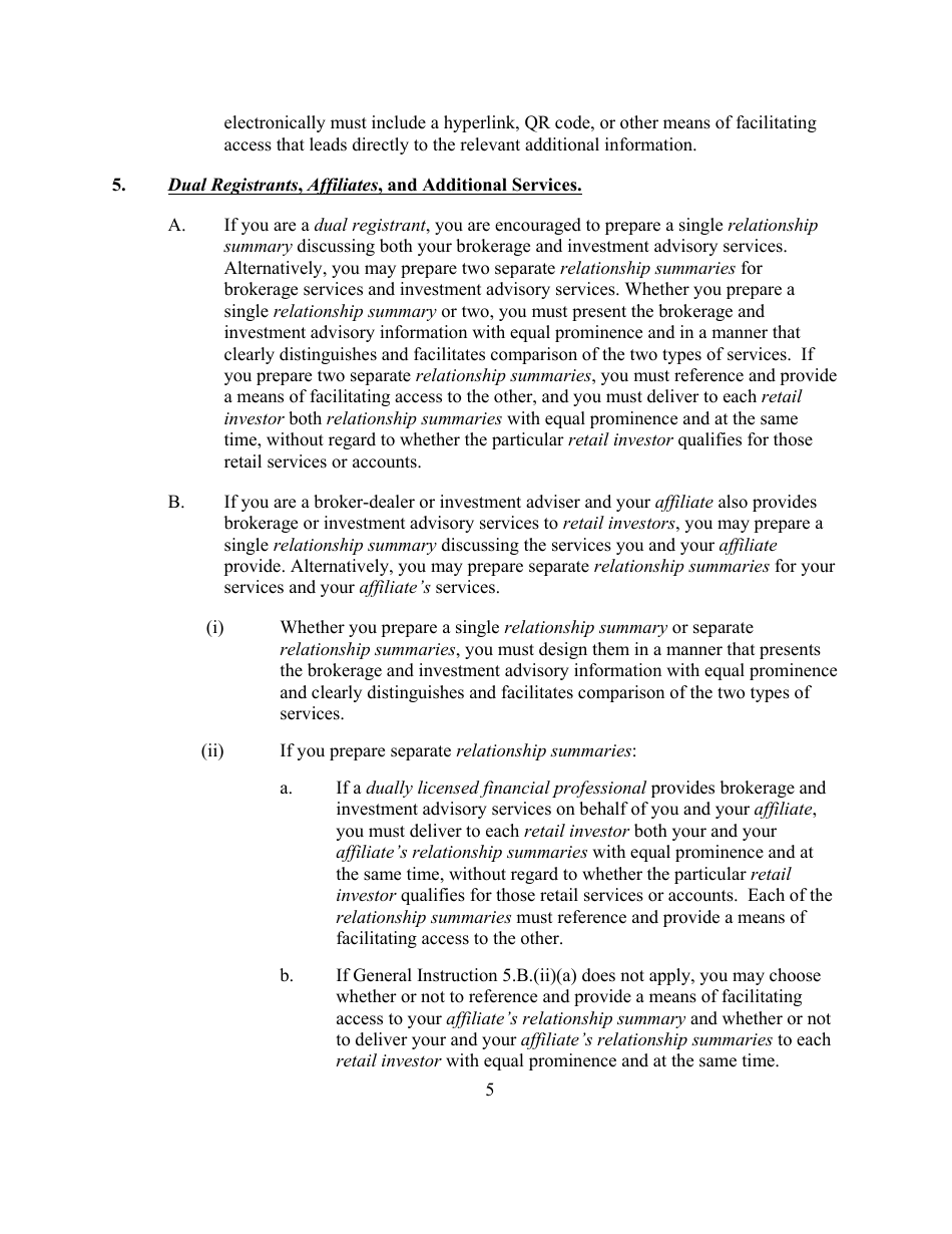 Form CRS (SEC Form 2942) Customer Relationship Summary, Page 5