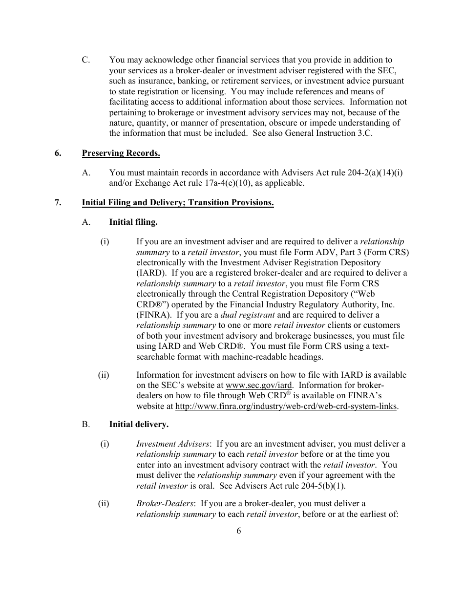 Form CRS (SEC Form 2942) Customer Relationship Summary, Page 6