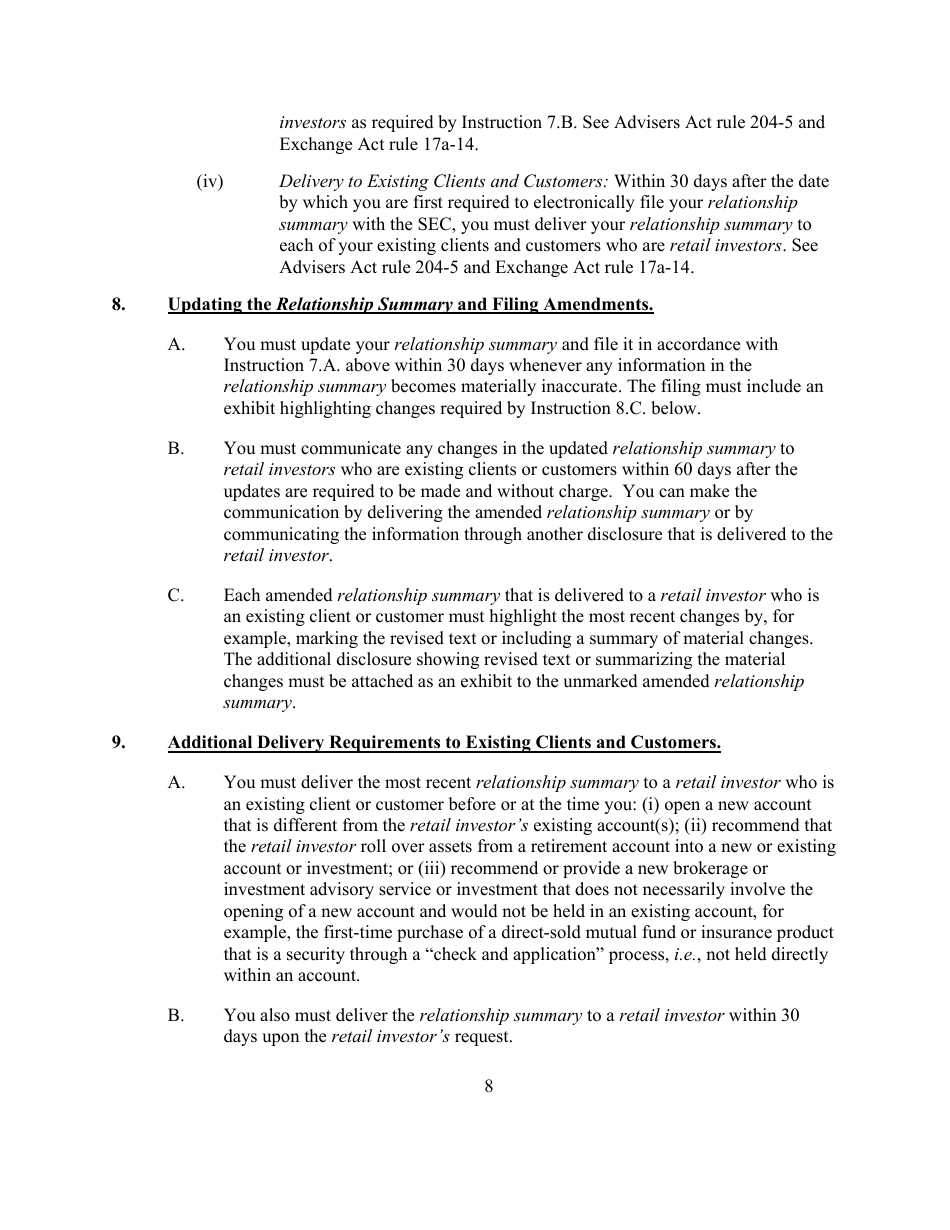 Form CRS (SEC Form 2942) Customer Relationship Summary, Page 8