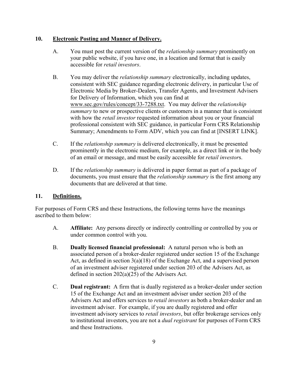 Form CRS (SEC Form 2942) Customer Relationship Summary, Page 9