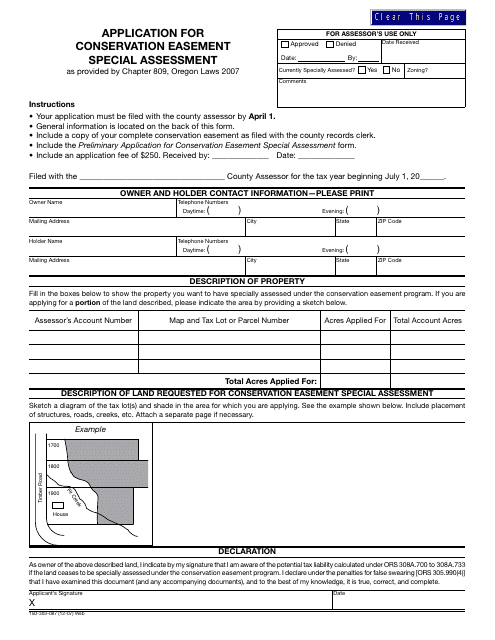 Form 150-303-087 Application for Conservation Easement Special Assessment - Oregon