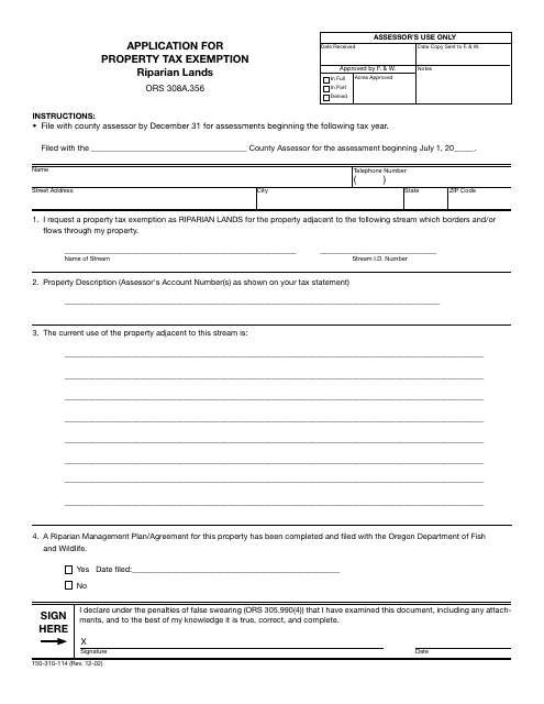 Form 150-310-114  Printable Pdf