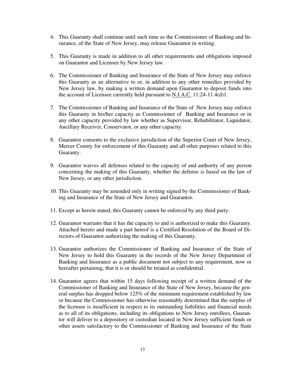 Health Maintenance Organization (HMO) Application for a New Certificate of Authority - Medicare Only - New Jersey, Page 13