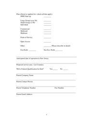 Health Maintenance Organization (HMO) Application for a New Certificate of Authority - Other Than Medicare Only - New Jersey, Page 4