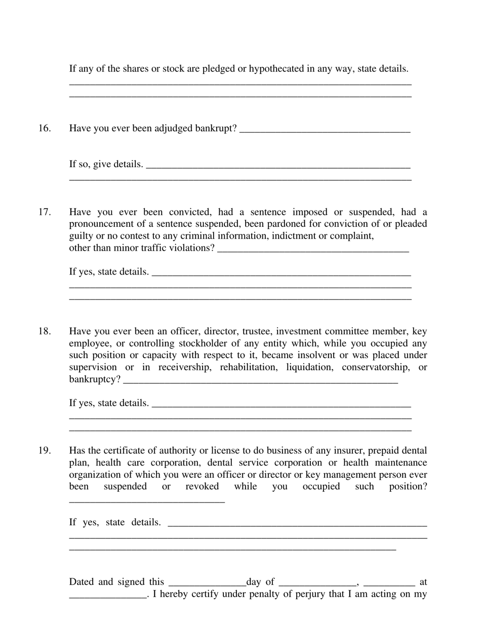 Part 2 Dental Service Corporation (Dsc) Application to Obtain a Certificate of Authority (Coa) - New Jersey, Page 13