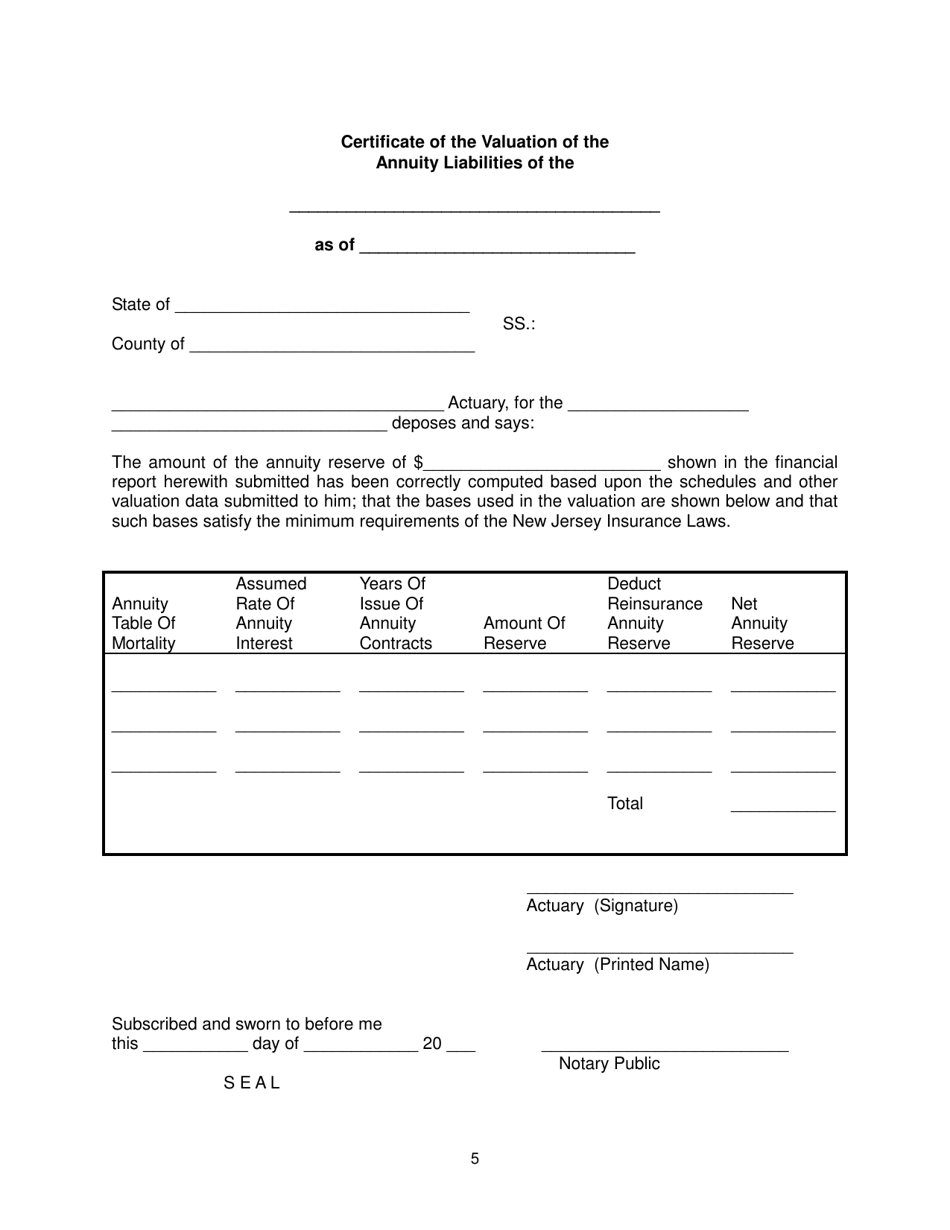 Application for Special Annuity Permit by Charitable, Religious, Missionary, Educational or Philanthropic Corporations or Associations (N.j.s.a. 17b:17-13.1) - New Jersey, Page 5