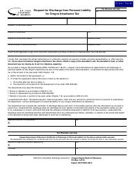 Document preview: Form 150-103-005 Request for Discharge From Personal Liability for Oregon Inheritance Tax - Oregon