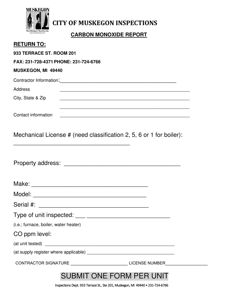 Carbon Monoxide Report - City of Muckegon, Michigan, Page 1