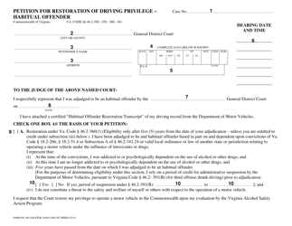 Instructions for Form DC-485 Petition for Restoration of Driving Privilege - Habitual Offender - Virginia, Page 2
