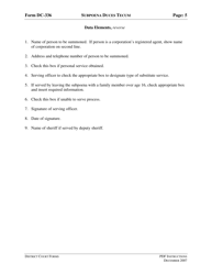 Instructions for Form DC-336 Subpoena Duces Tecum - Virginia, Page 5