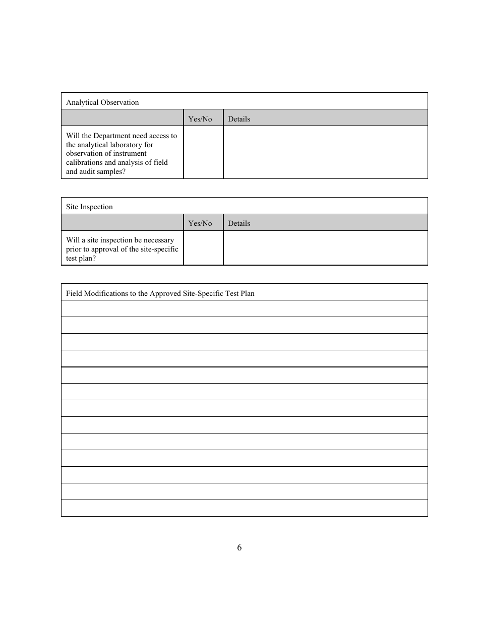 Site-Specific Test Plan Outline - South Carolina, Page 6