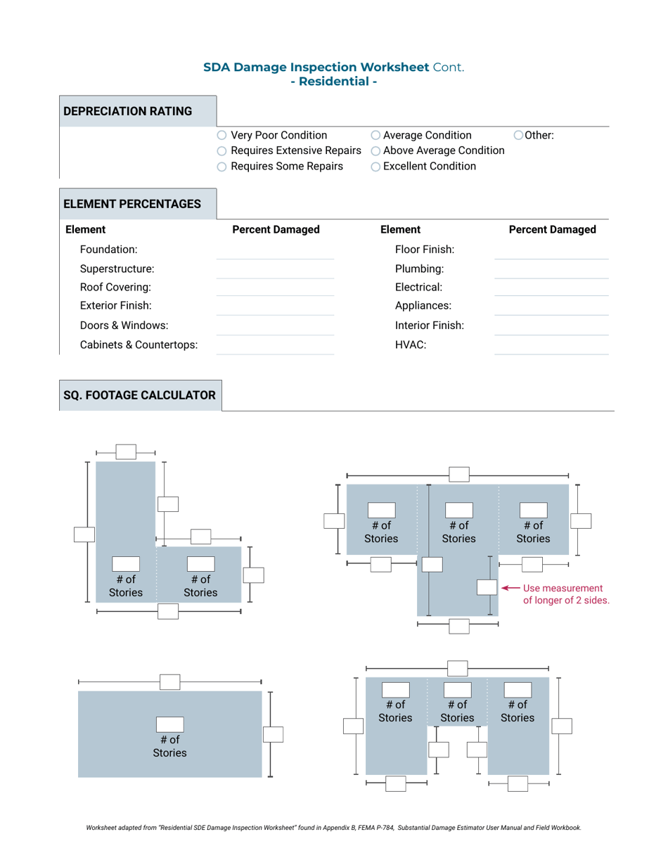 Sda Damage Inspection Worksheet - Residential - Nebraska, Page 2