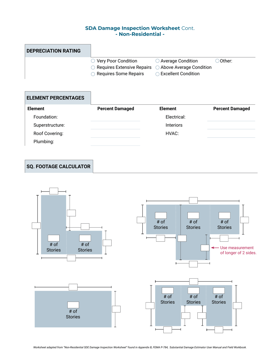 Sda Damage Inspection Worksheet - Non-residential - Nebraska, Page 2