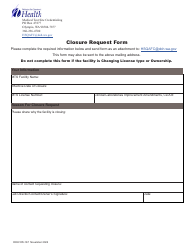 Document preview: DOH Form 505-167 Closure Request Form - Washington